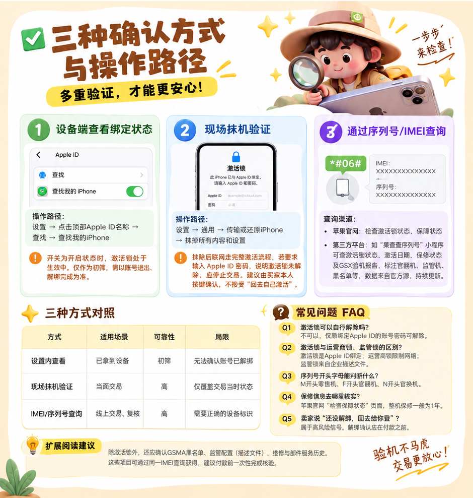 三种确认方式与操作路径